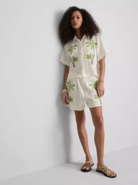 Paula echevarrÃa beaded embroidered cotton beach shirt