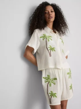 Paula echevarrÃa beaded embroidered cotton beach shirt