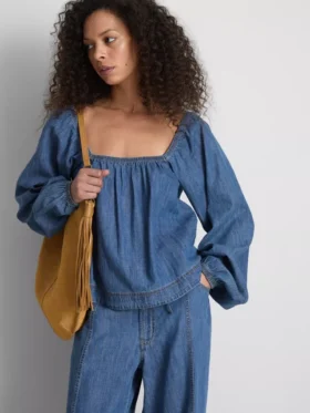 Paula echevarrÃa denim puff-sleeve top