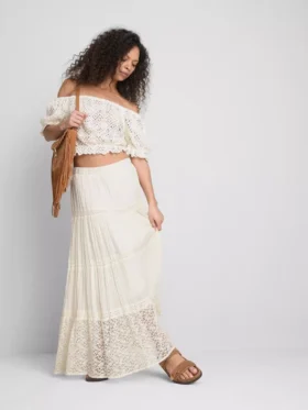 Paula echevarrÃa tiered crinkle lace midi skirt