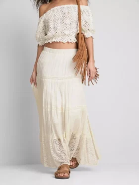 Paula echevarrÃa tiered crinkle lace midi skirt